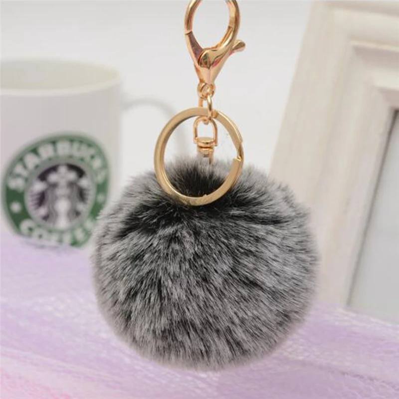 Белый наконечник меховой помпон шарик брелок для ключей 1 мяч 5 цветов женская
