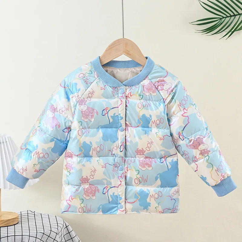 

Baby light down jacket 2021 autumn winter new boys girls baby white duck down down liner waterproof cartoon jacket