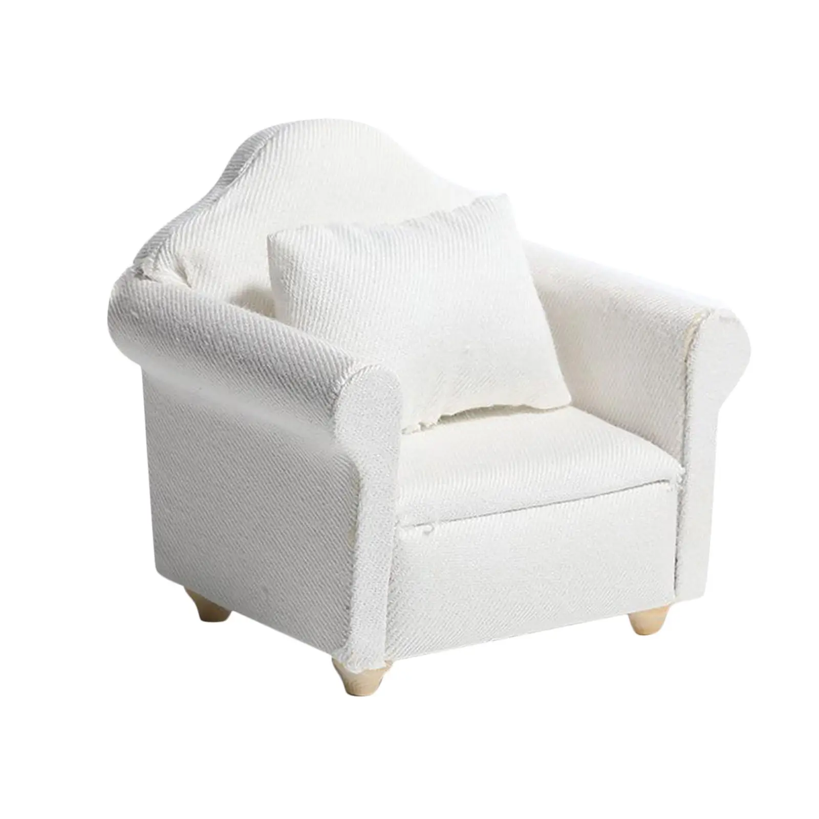 

White 1:12 Sofa Chair Dollhouse Miniatures Furniture with Cushion