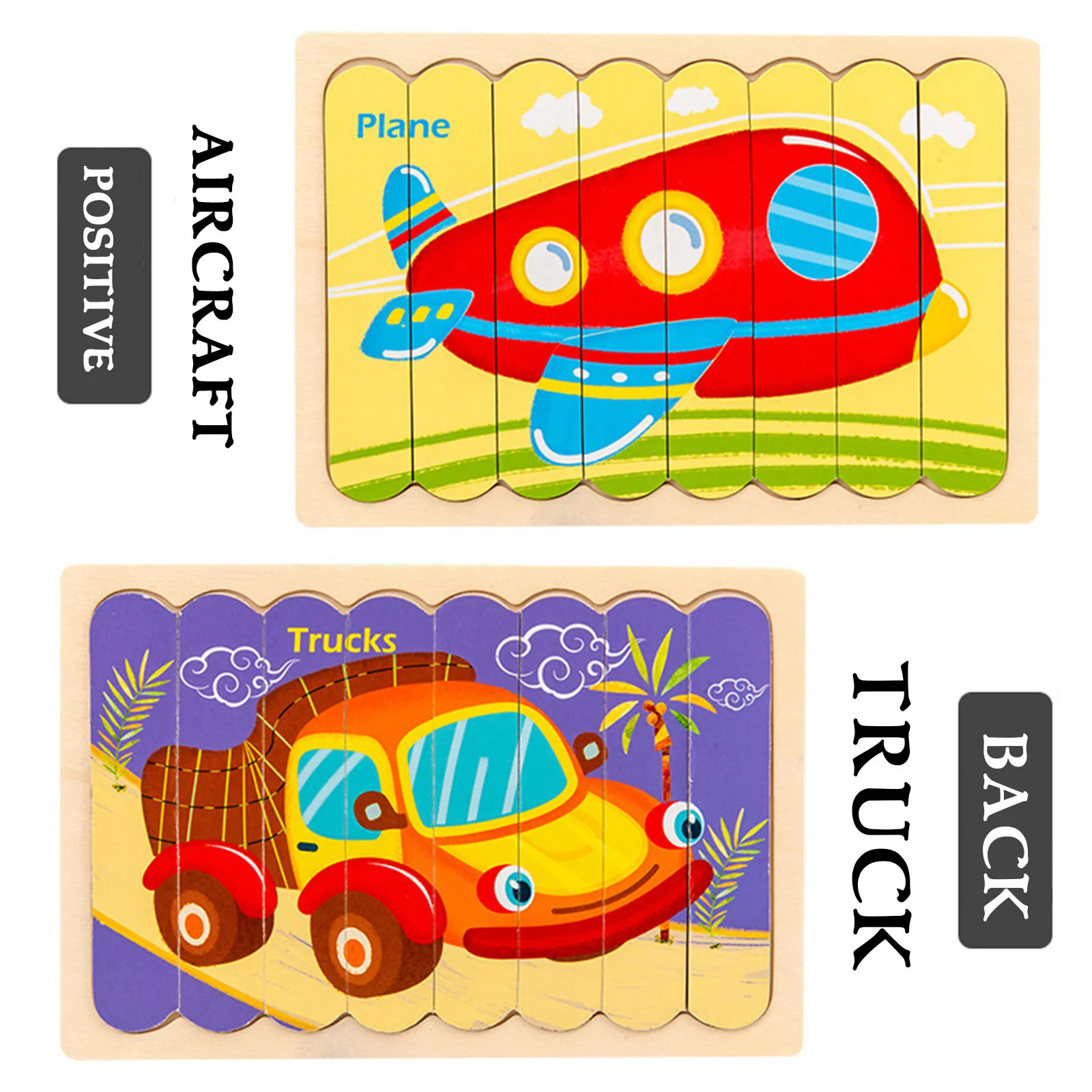 

Wooden Stick Puzzle Wooden Puzzle Toy Cartoon Traffic Baby Wood Puzzles Jigsaw Educational Learning Toys for Children
