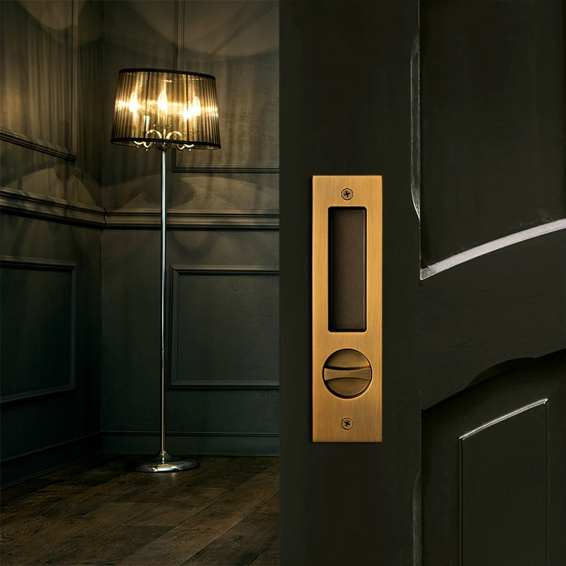

1 set/Sliding wooden Door Lock Hidden Handle Interior Door Pull Lock Modern Anti-theft Room Wood Door Lock Furniture Hardware