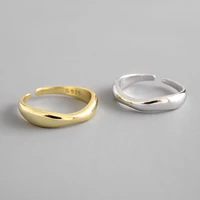 100 925 sterling silver open ring for women ins minimalist irregular wave pattern gold color jewelry bijoux birthday