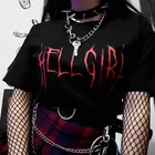 Топ Ulzzang женский в стиле Харадзюку, винтажная уличная одежда с коротким рукавом, с надписью HELL GIRL, свободная повседневная футболка в стиле панкгот, винтажная уличная одежда в стиле хип-хоп, на лето