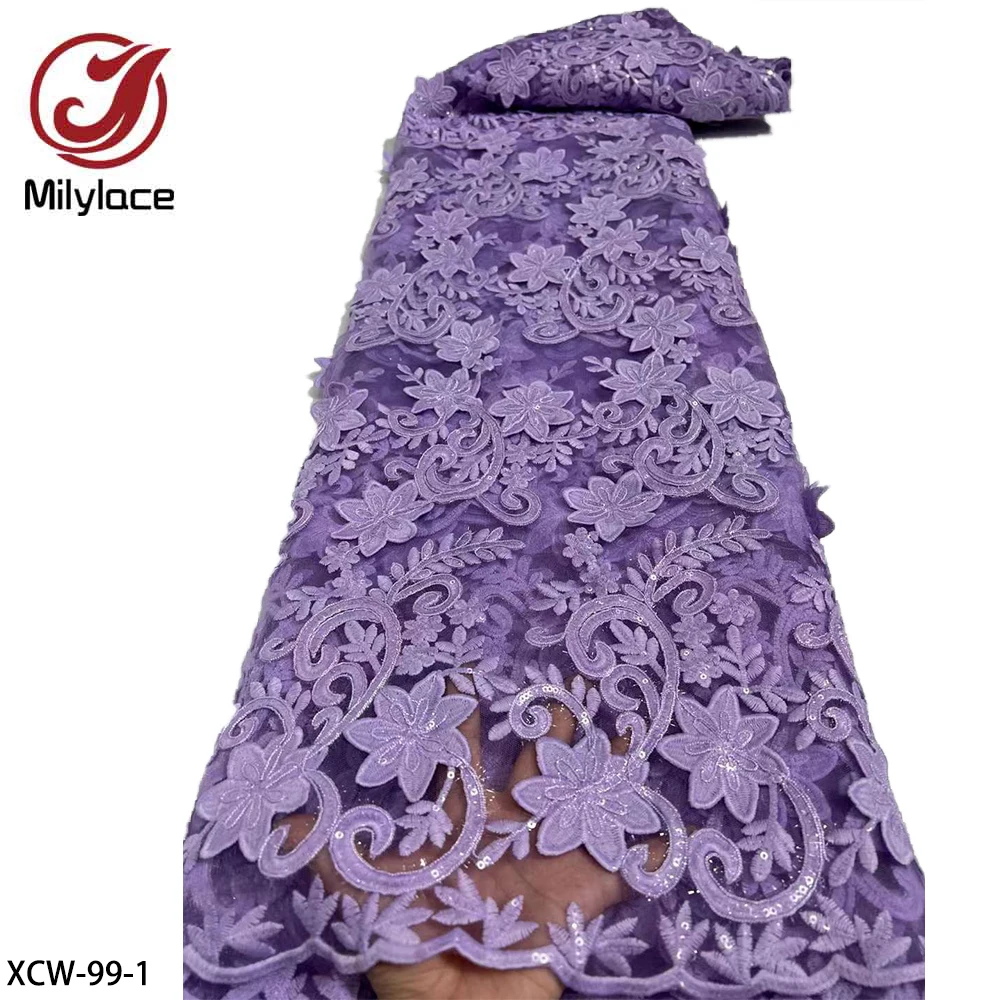 

Hot Sale Nigerian Lace Fabric 2021 High Quality Lace African Lace Fabric Sequins Lace Lace Fabric 5 Yards XCW-99