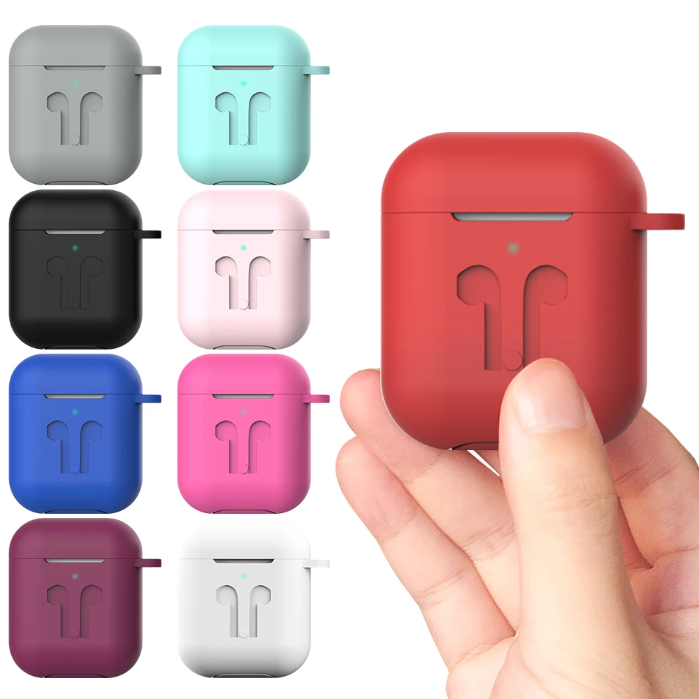 Однотонный Мягкий силиконовый чехол для наушников AirPods беспроводные Bluetooth