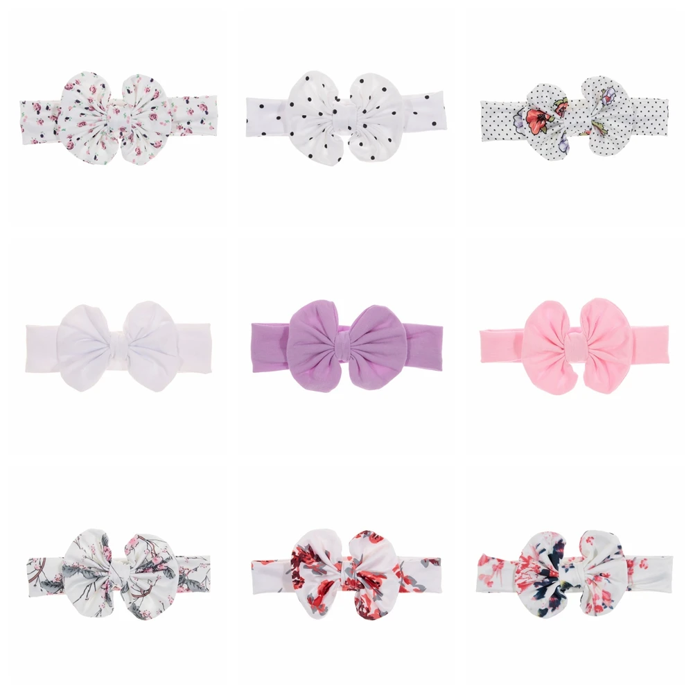 Новое с бантиком детские головные уборы принтом в горошек цветочным для