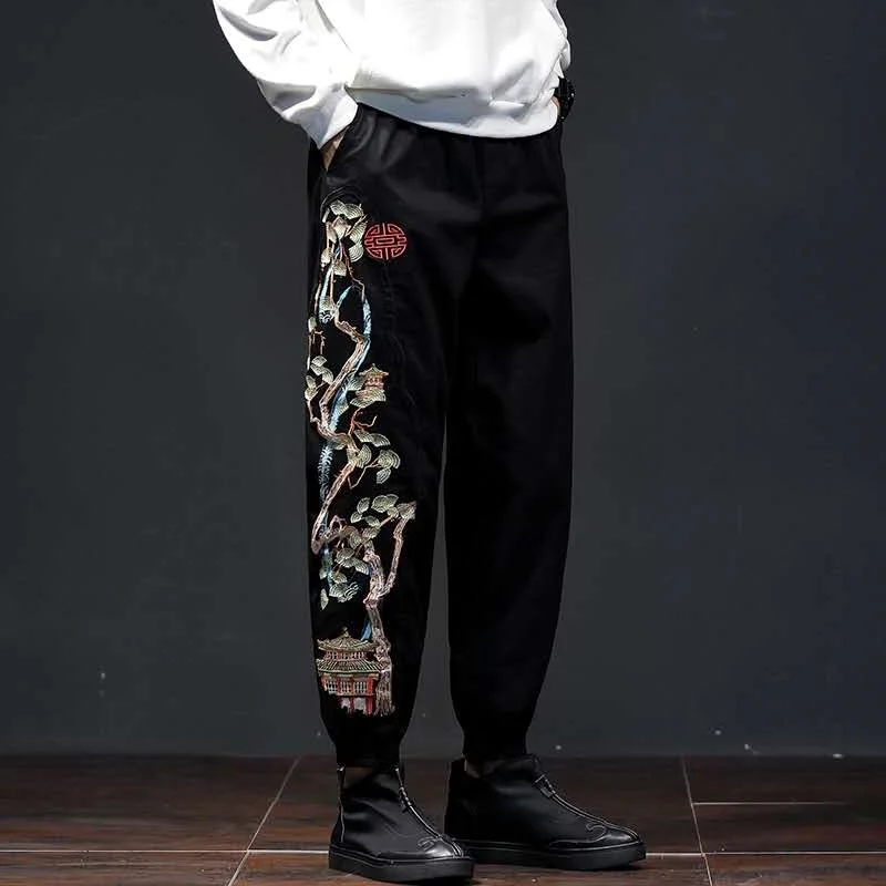 

Шаровары в китайском стиле, мужские джоггеры, спортивные брюки, мужские брюки, кимоно, брюки, рабочие Мужские штаны, новинка 2021, KK3540