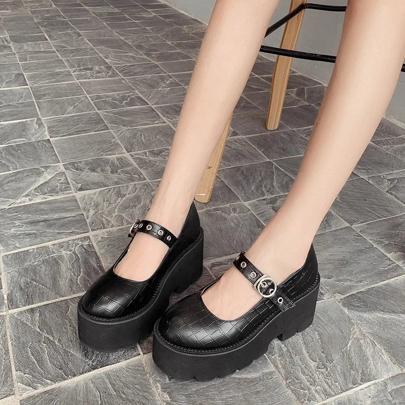 Женские винтажные Туфли броги YMECHIC черные туфли мэри джейн на платформе и высоком