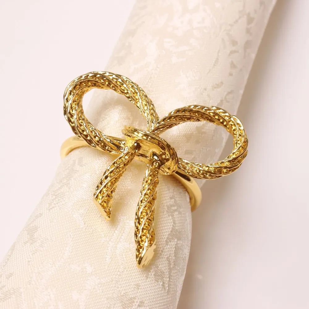 

Metal bow napkin buckle gold napkin ring table decoration western food etiquette decoration family party hotel supplies