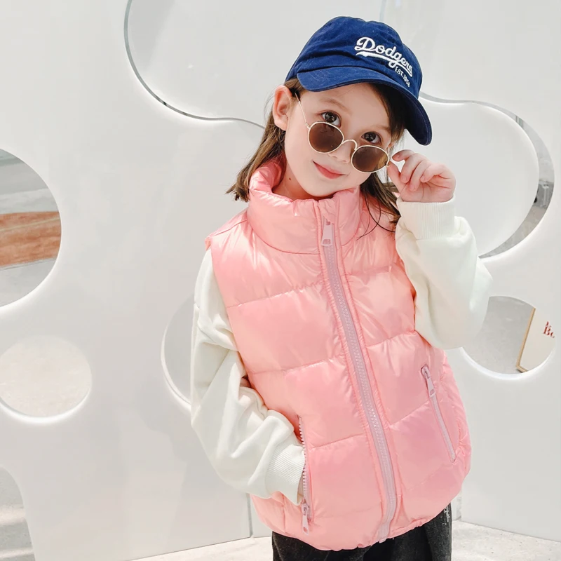 Новинка 2021 детский пуховой жилет теплый с подкладкой и воротником-стойкой для