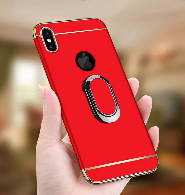 Чехол 3 в 1 для iPhone X XR XS MAX с магнитным кольцом-держателем | Мобильные телефоны и