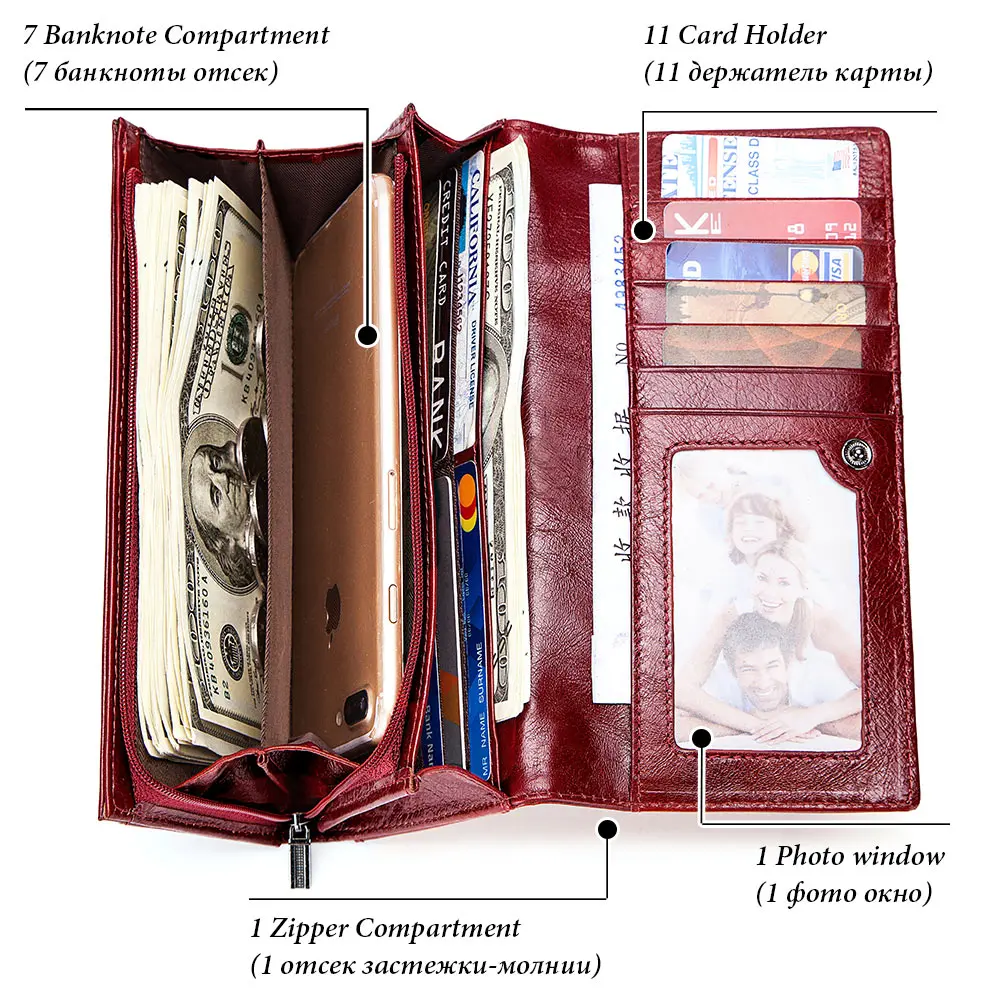 Модный женский кошелек из натуральной кожи удлиненный бумажник для мелочи