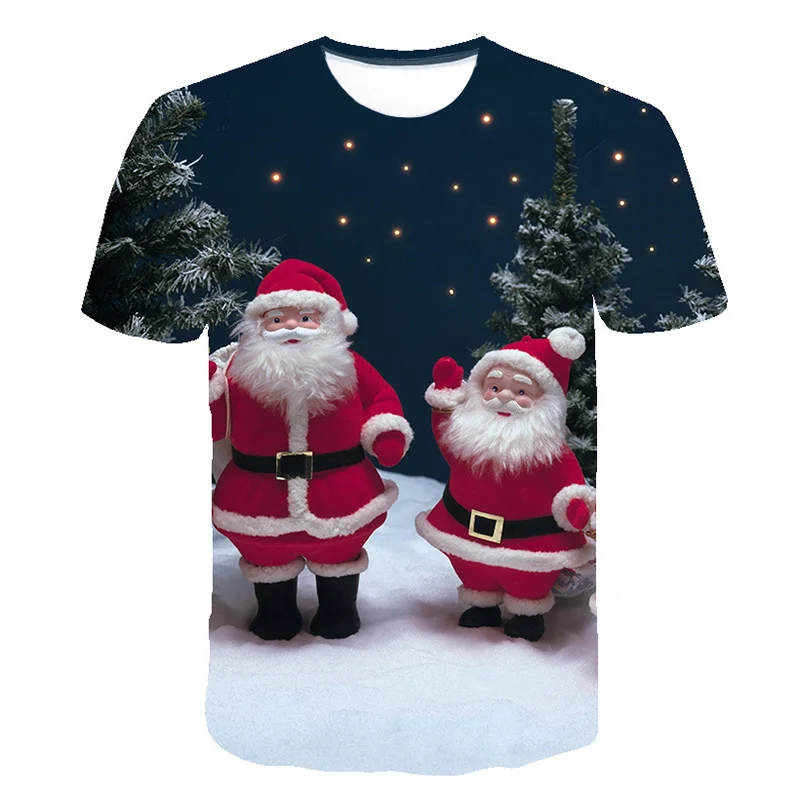 

2020 New 3D Christmas Print Kids T Shirt Santa Claus Harajuku Short Sleeve Tops Street Style Funny 3d Christmas Boys Girls Tee