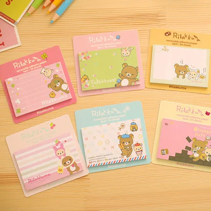 50 шт./лот Rilakkuma sticky notes Post Memo pad Съемная клейкая бумага Канцтовары papelaria Материал