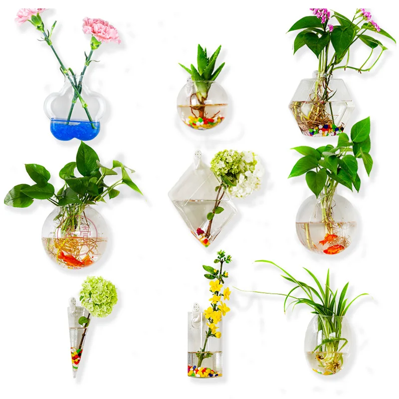 Прозрачная настенная стеклянная ваза для цветов сказочное украшение сада