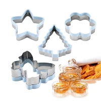 4 pcsset cookies molds diy stainless steel biscuits moulds christmas tree flower star biscuits pastry cake baking tools set