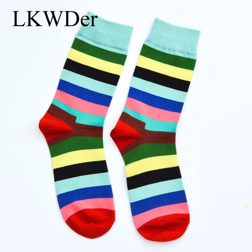 LKWDer 6 пар мужские забавные носки Calcetines Happy носки для мужчин Chaussette Homme красочные полосатые Meias удобные теплые носки