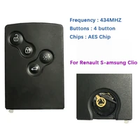 cn010059 4 button smart card key for renault s amsung clio smart key 434mhz pcf7945m aes chip