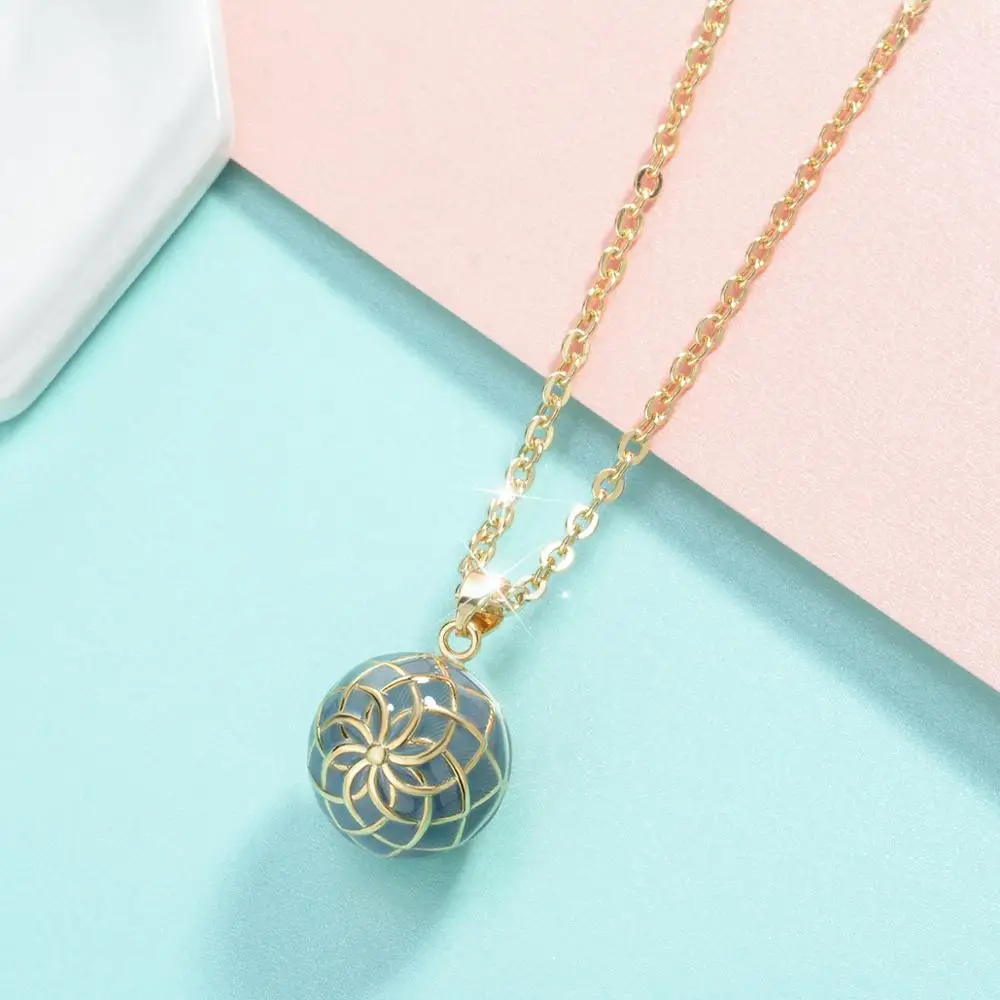 Eudora Harmony Gold green Flower Ball Necklace Chime ball Maternal bola bell appease fetal prenatal bell pregnant women Jewelry
