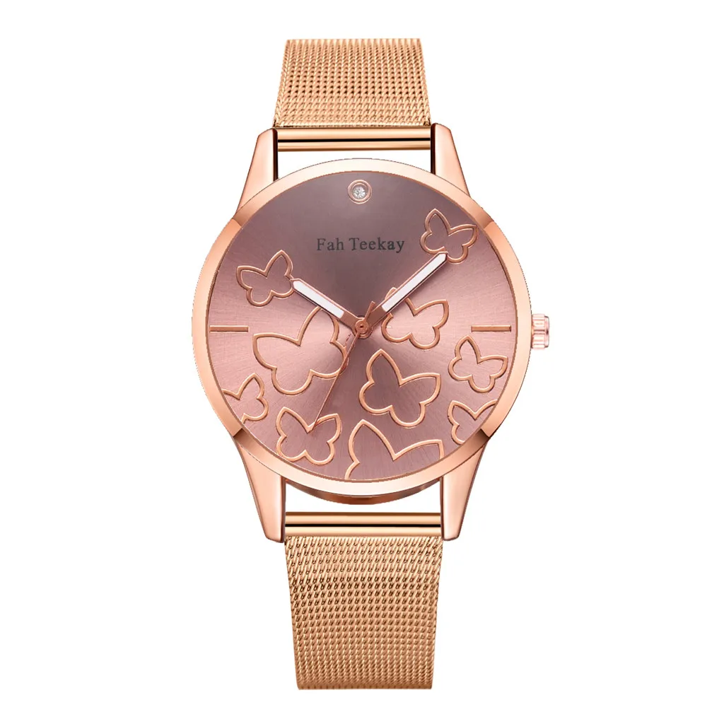 Мода бабочка Летающий танец Циферблат без шкал Женский сетчатый с Кварцевые часы
