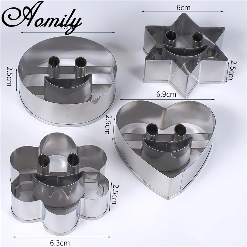 Aomily набор из нержавеющей стали DIY формы для торта звезды сердце цветы смайлик
