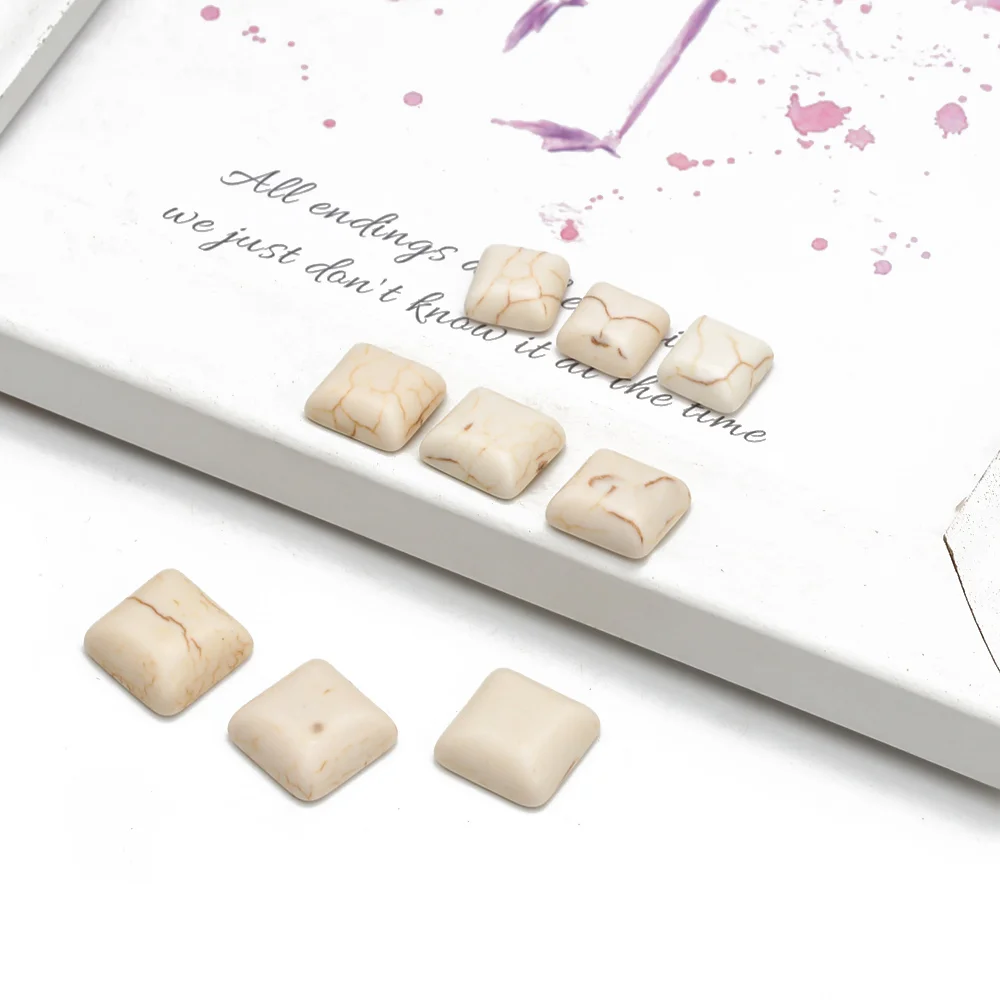 Бусины MEIBEADS 10 шт./лот в форме квадрата белые бусины Howlite с плоским основанием из