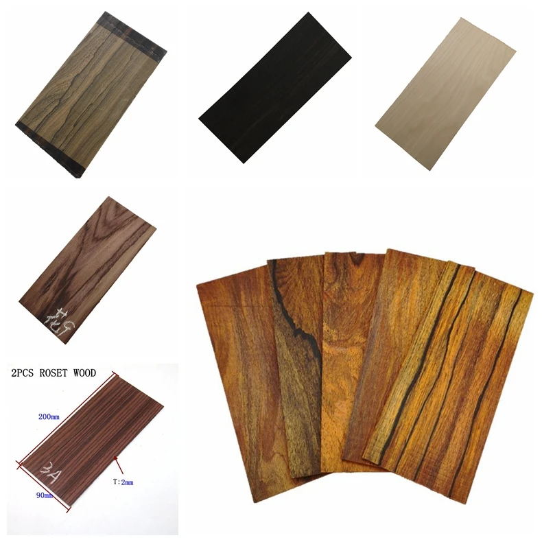 

2 Pcs Guitar Headpiece Veneer High Quality Handmade Wood Guitar Accessories ROSEWOOD Ebony Khaya