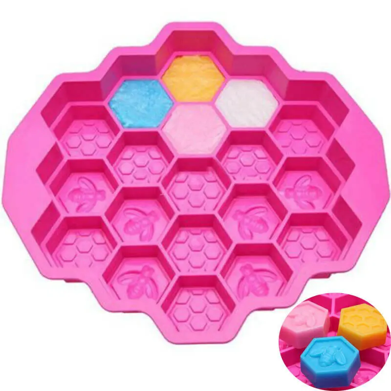 Cake Mould Silicone Bee Chocolate Candle Mold Bakeware 19 Cell Honeycomb Soap mold | Дом и сад