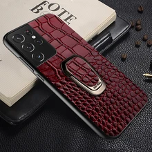 Genuine Leather Bracket Cover Case For Samsung Galaxy S21 Ultra S8 S9 S10 Plus S20 FE Note 20 10 9 A52 A72 A51 A50 A71 A32 A12