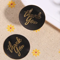 120pcslot thank you black gold stickers gift decorate stickers adhesive sticker