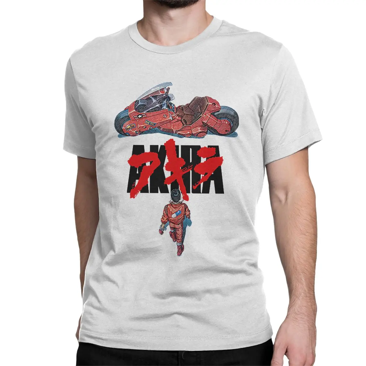Акира мотоцикл манга футболки для мужчин крутая футболка аниме 100% брендовая