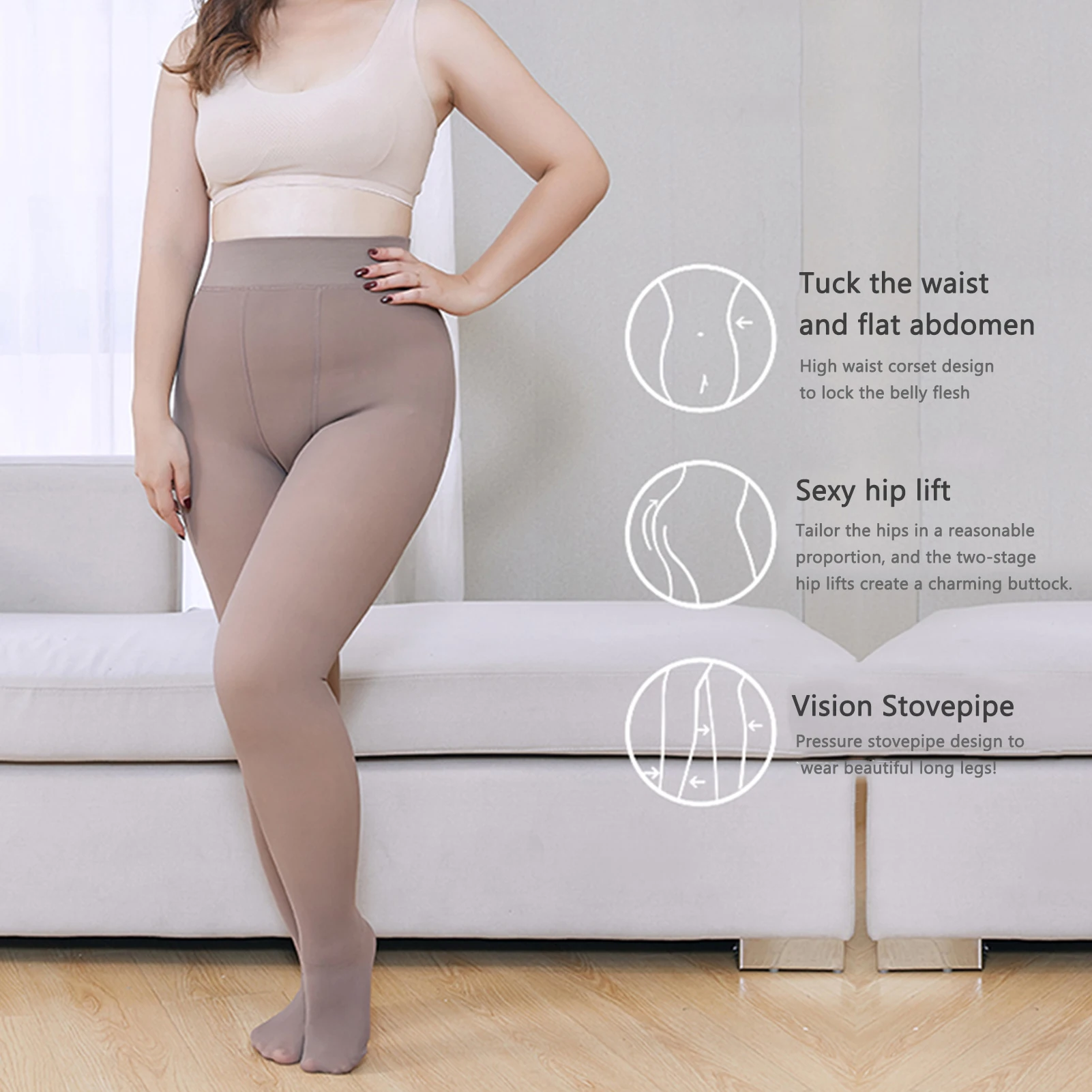 

Thermal Leggings Thickening Real Skin High Waisted Pants For Women Flannel Streetwear Trousers Ladies Casual Pants Female