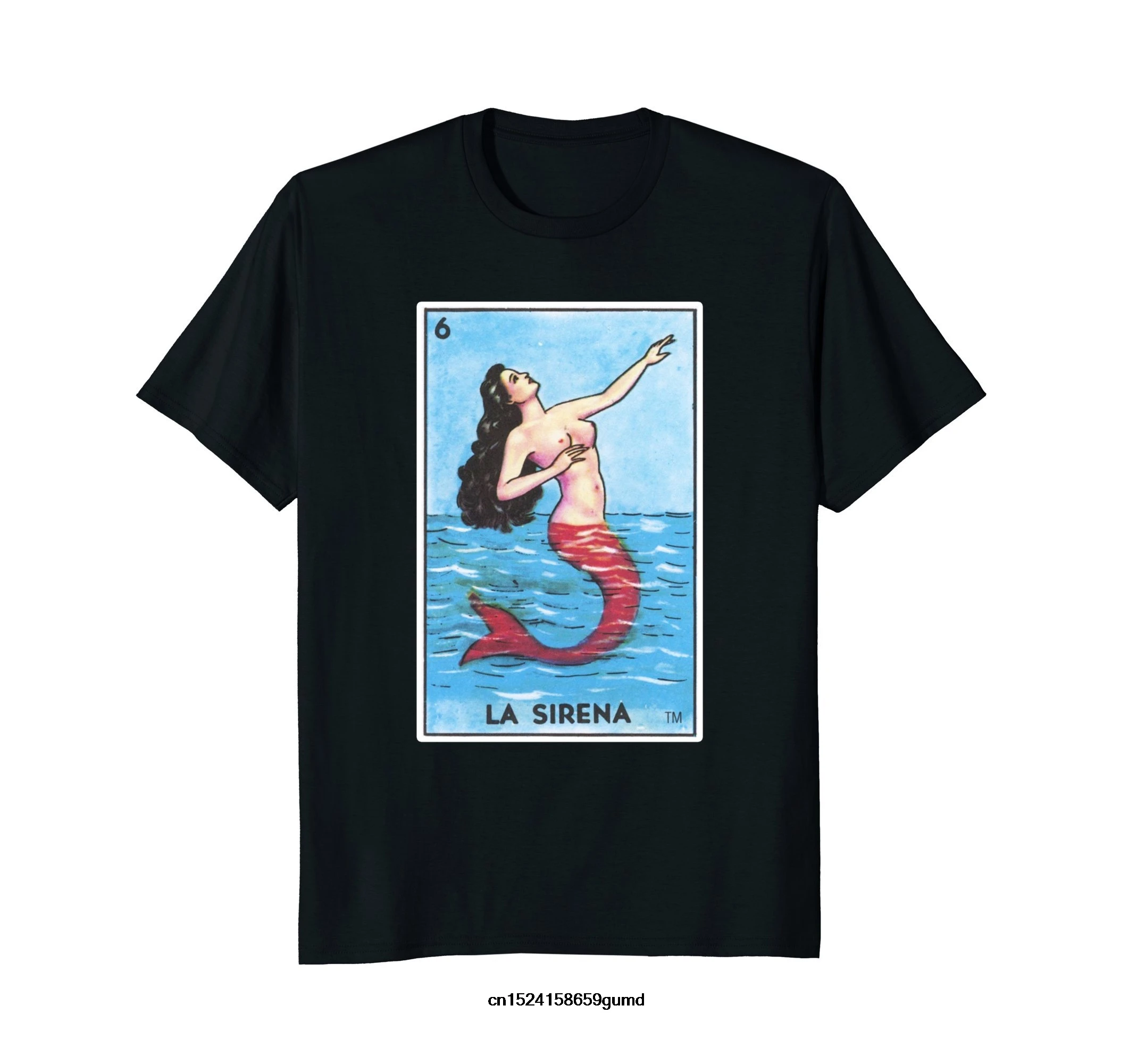 Забавная Мужская футболка женская Новинка La Sirena Card Loteria рубашка Русалка