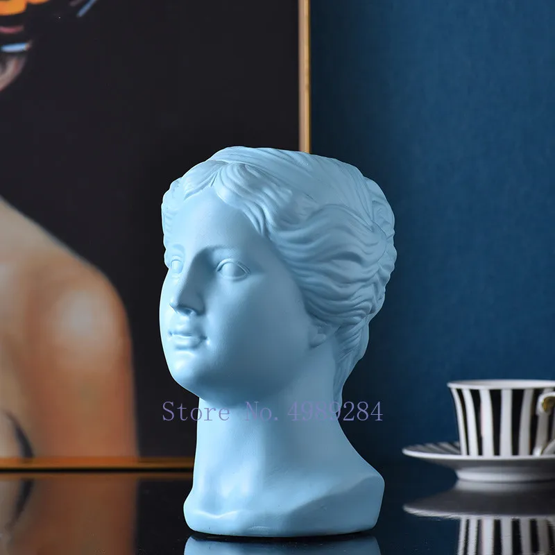Nordic Творческий смолы ваза человека ваза, украшенная головом Venus современный домашний Цветочная композиция аксессуары шестиугольная ваза, домашний декор