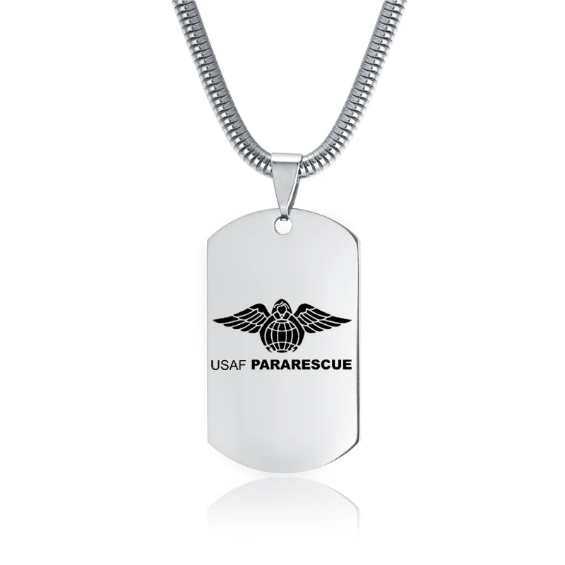 Модные ювелирные изделия DIY USAF PARARESCUE логотип Лазерная на заказ Мужская бирка