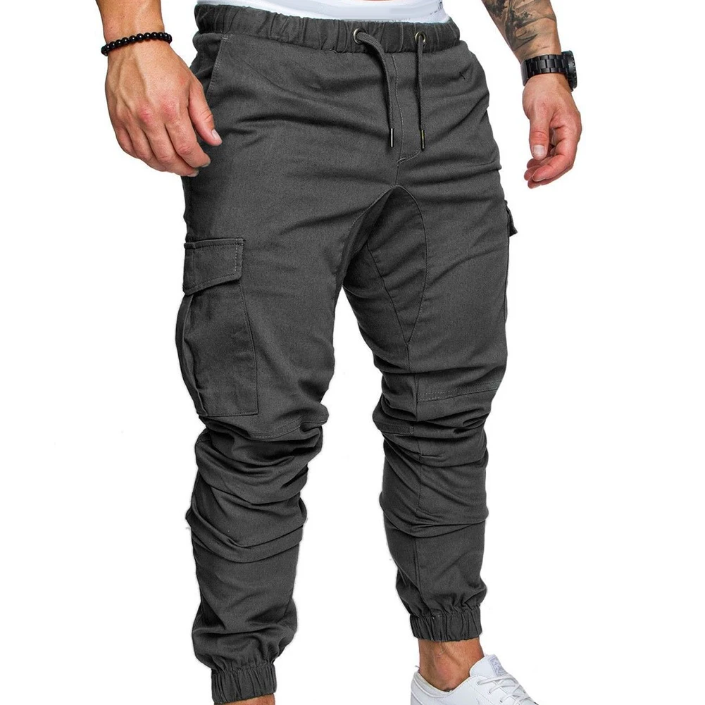 

New Casual Joggers Pants Cargo Solid Color Men Cotton Elastic Long Trousers Military 2021 Pants Men Leggings