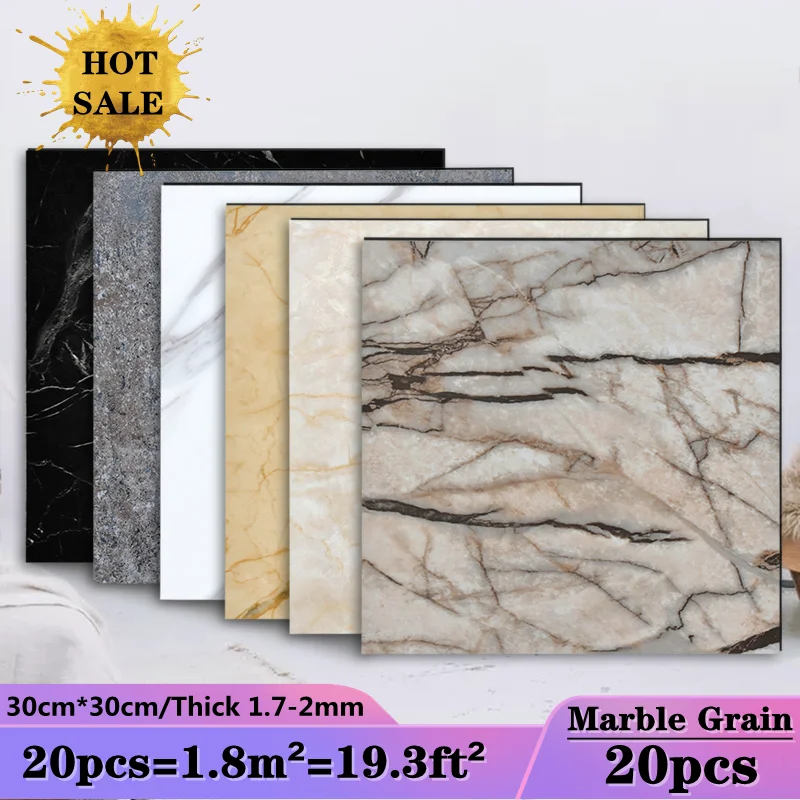 

20 штук мраморный пол стикер 3D стены стикеры 30x30 см, для домашнего использования, декоративные наклейки самоклеящиеся Водонепроницаемый ПВХ ...
