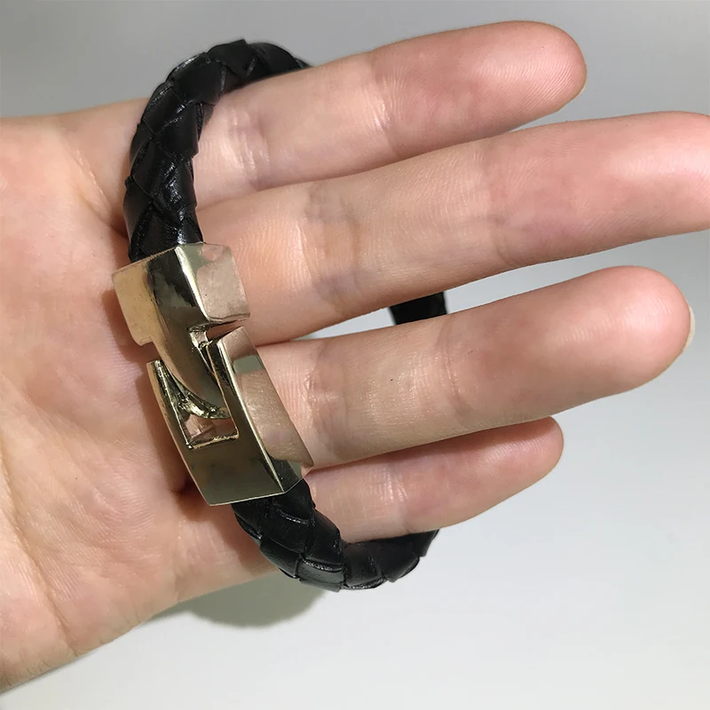 M & G черный плетеный браслет ручной работы из натуральной кожи женский цепочка в