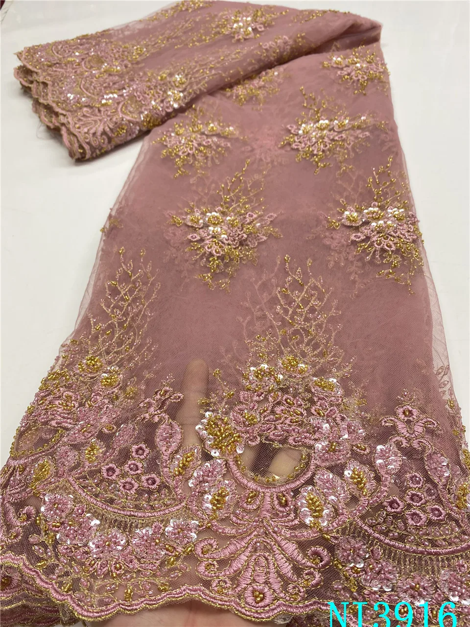 Роскошная бисерная кружевная ткань вышивка бусинами ручной работы Свадебная