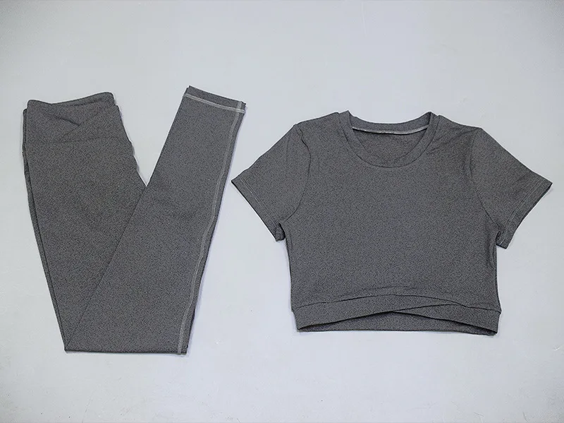 Сухая посадка спортивный костюм для фитнеса женская серая спортивная одежда