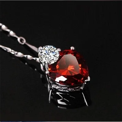 1 комплект ювелирных изделий красное сердце циркон серьги + ожерелье свадебный |