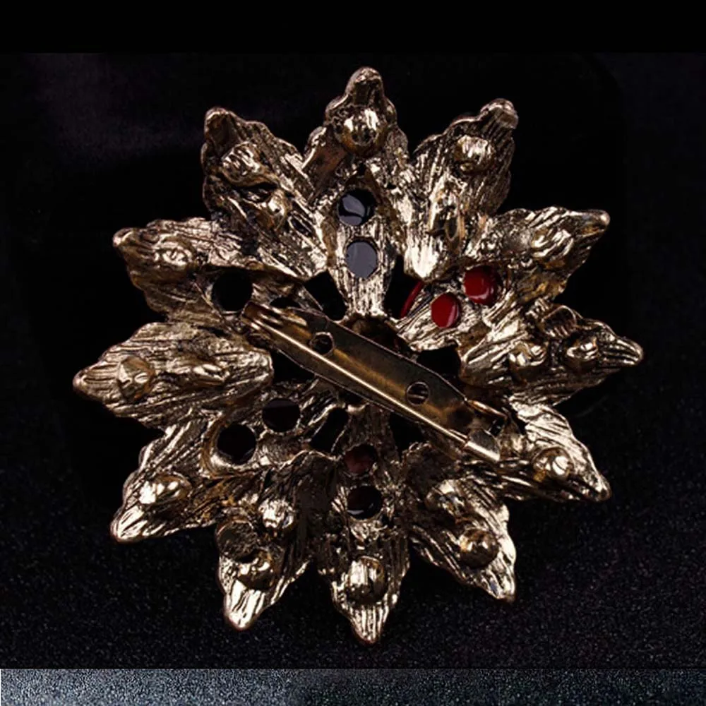 Винтажная овальная брошь в виде цветка модный стиль жемчуг и кристалл золотой