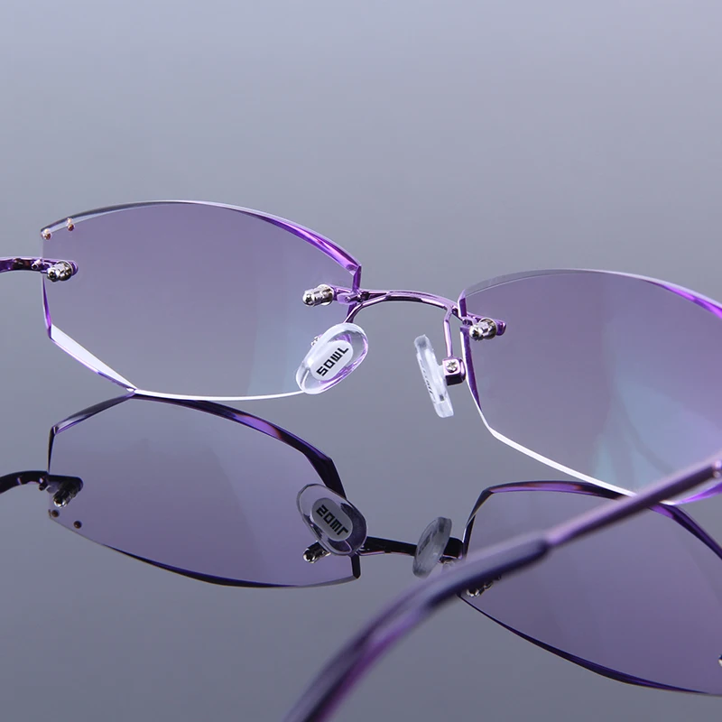 Очки по рецепту без оправы женские очки с фиолетовой оправой оптические для