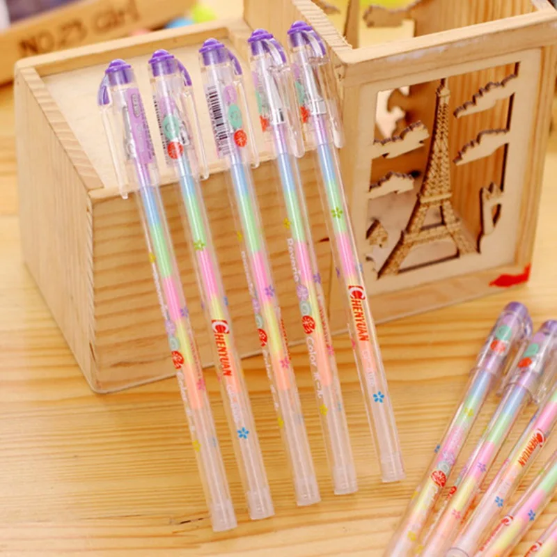 

1pc 6 Colors In One Pen Watercolor Pen For School Office Stationery Supplies DIY Photo Diary Planner Colorful Pens For Writing