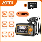 Эндоскоп HD 5,5 мм с двойным объективом, водонепроницаемый бытовой прибор, камера с ЖК-экраном 4,3 дюйма, бороскоп С TF-картой 32 Гб