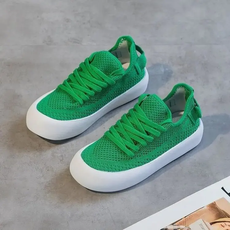 

Hole Mesh Breathble Sneakers Women Summer White Shoes On Platform 2021 New Casual Shoes Green Sneakers Platform for Women