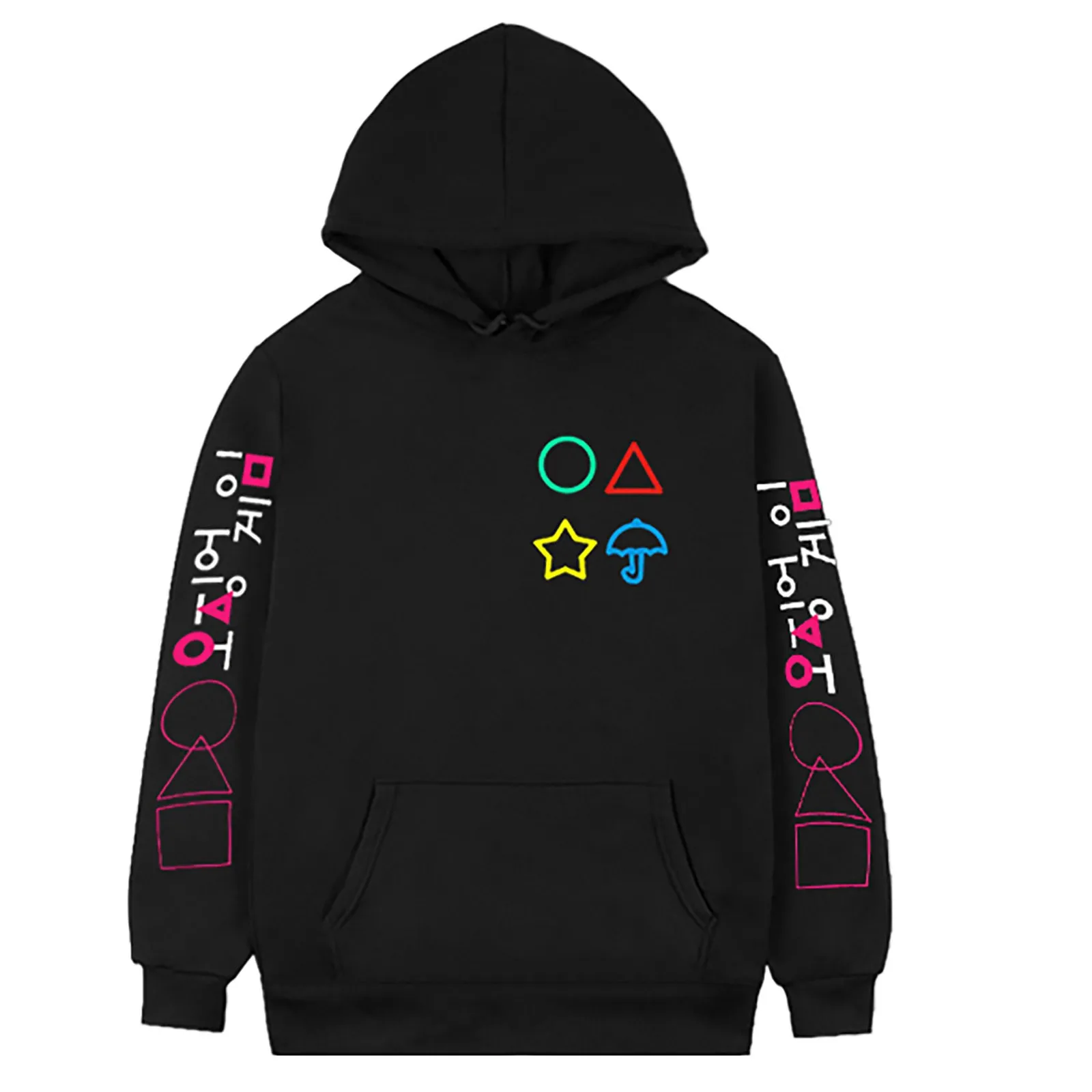 

Women Squid Game Geometric Print Hoodies Sweatshirts Grunge Tops Slouchy Streetwear Autumn Winter Pullover Coat Female Apparel