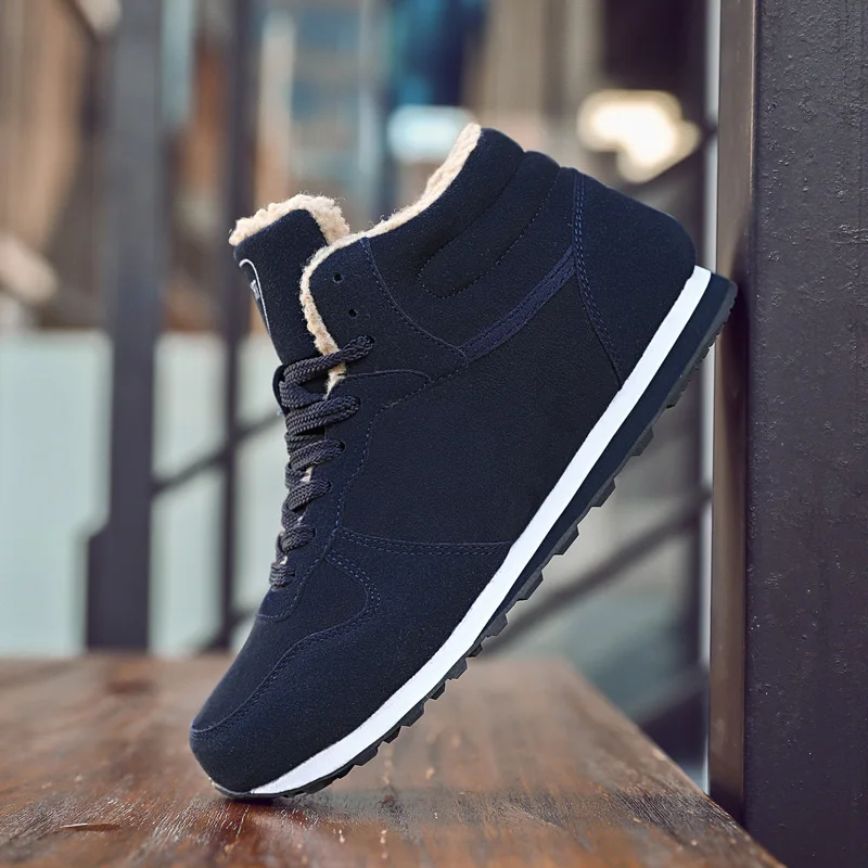 

Ботинки мужские зимние с мехом, Теплые повседневные модные плюшевые ботильоны, кроссовки для отдыха, обувь для снега, унисекс