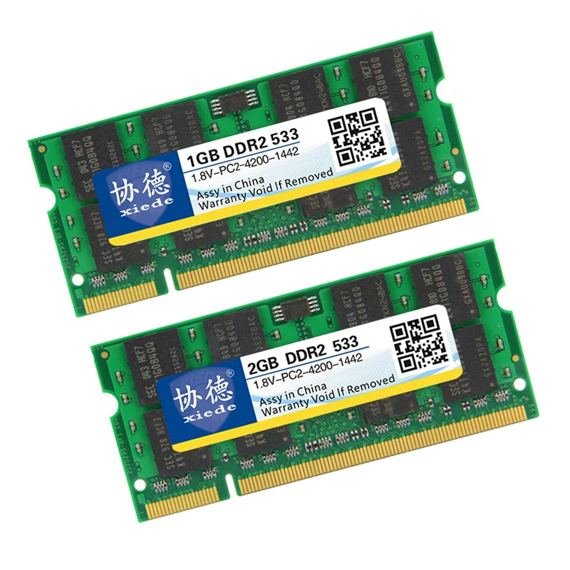2Pcs Xiede Laptop Memory Ram Module Ddr2 533 Pc2-4200 240Pin Dimm 533Mhz for Notebook X028 1Gb &amp 2Gb | Компьютеры и офис