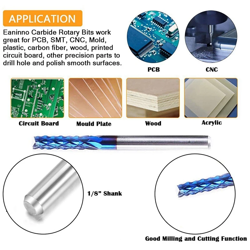 

40Pcs End Mill Engraving Bits Set CNC Router Bits Cutting Milling Tool & 8 Pcs 1/4 Inch to 1/8 Inch Chuck Driver Adapter